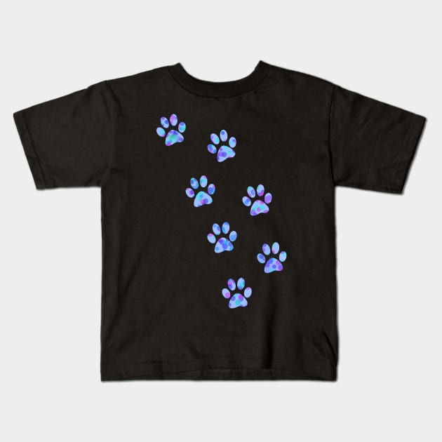 Spotted Paw Prints Kids T-Shirt by alisadesigns